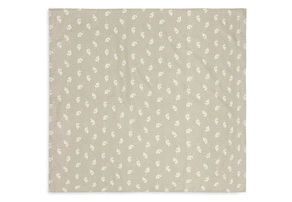 2er Set Musselintücher "Twig Olive Green" mit Olivenzweig-Motiv von Jollein, 115x115cm