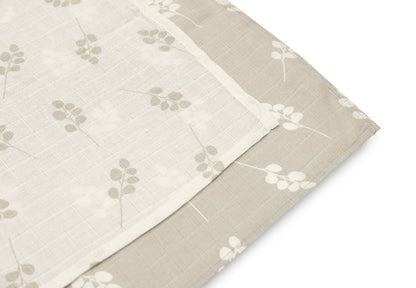 2er Set Musselintücher "Twig Olive Green" mit Olivenzweig-Motiv von Jollein, 115x115cm