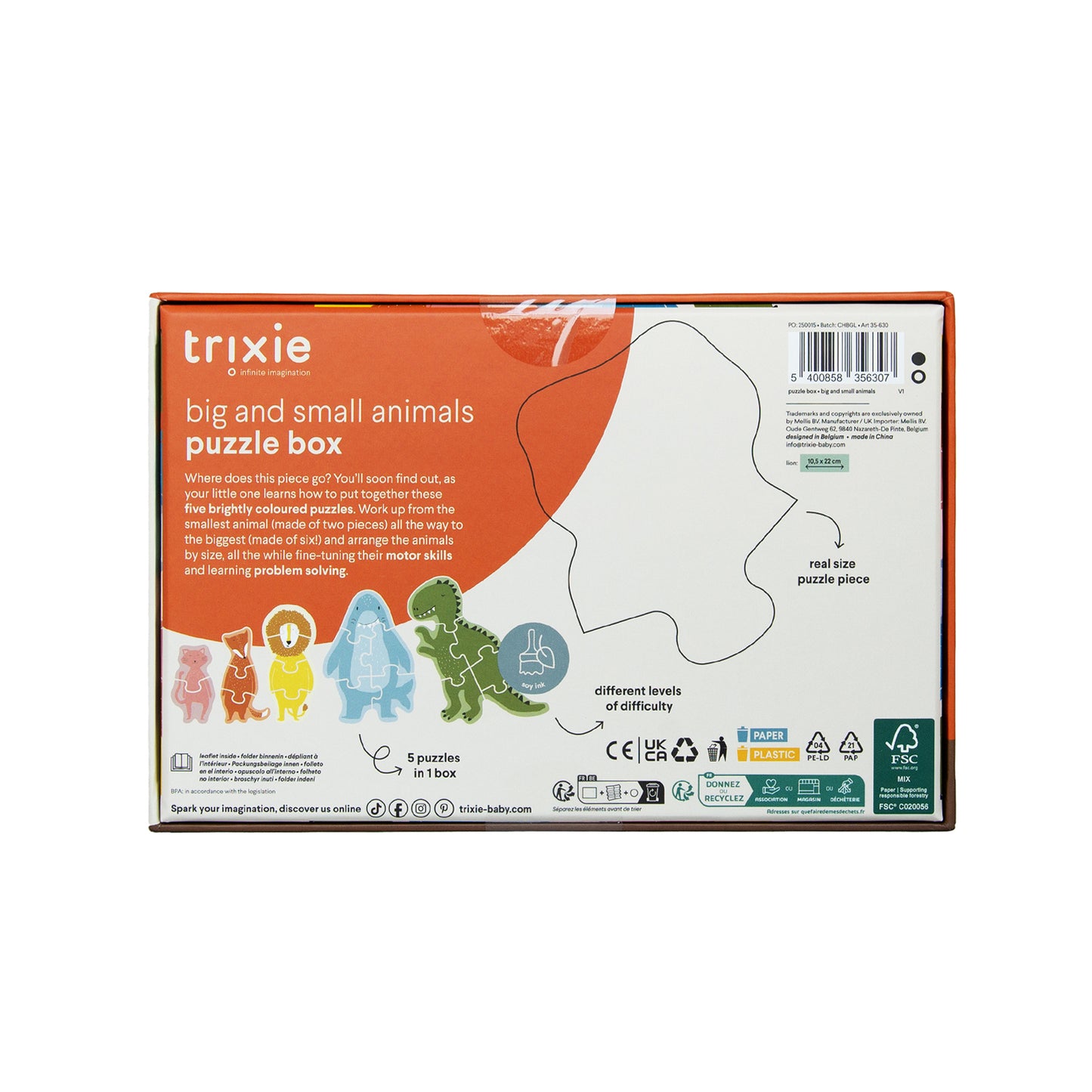 5 Puzzle "Große und kleine Tiere" von Trixie