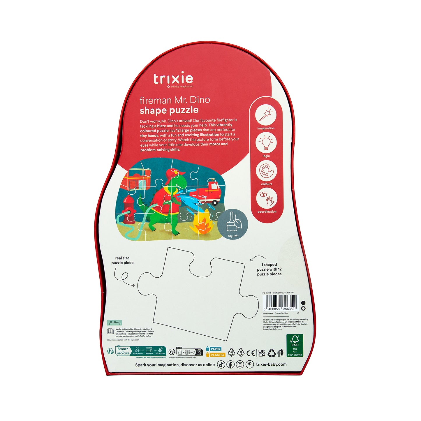 Puzzle "Feuerwehrmann Mr. Dino" von Trixie