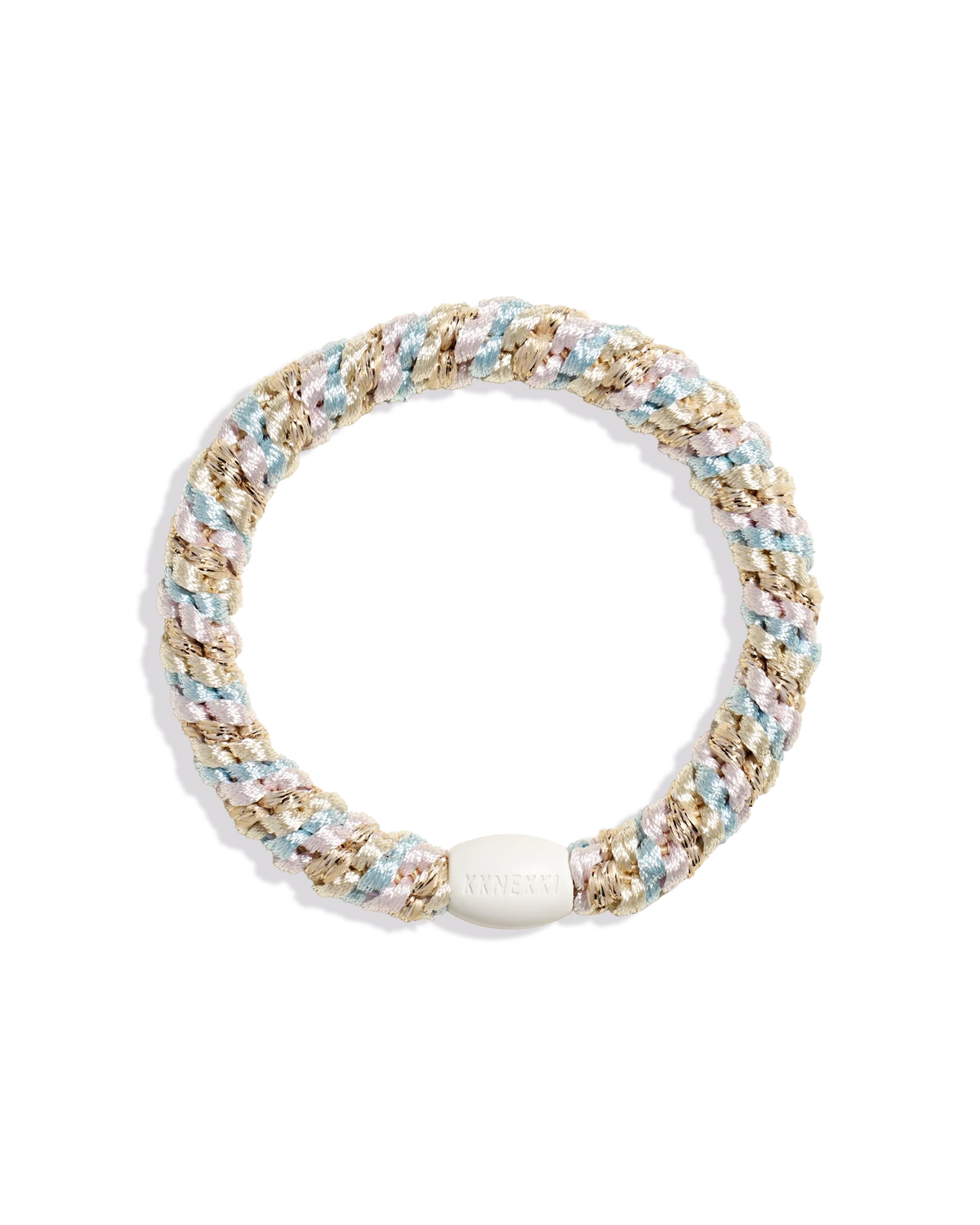 Kknekki Haargummi Mix Baby Blue Ballet Pink in hellblau/zartrosa – geflochtenes Spiral-Haargummi für Kinder und Erwachsene