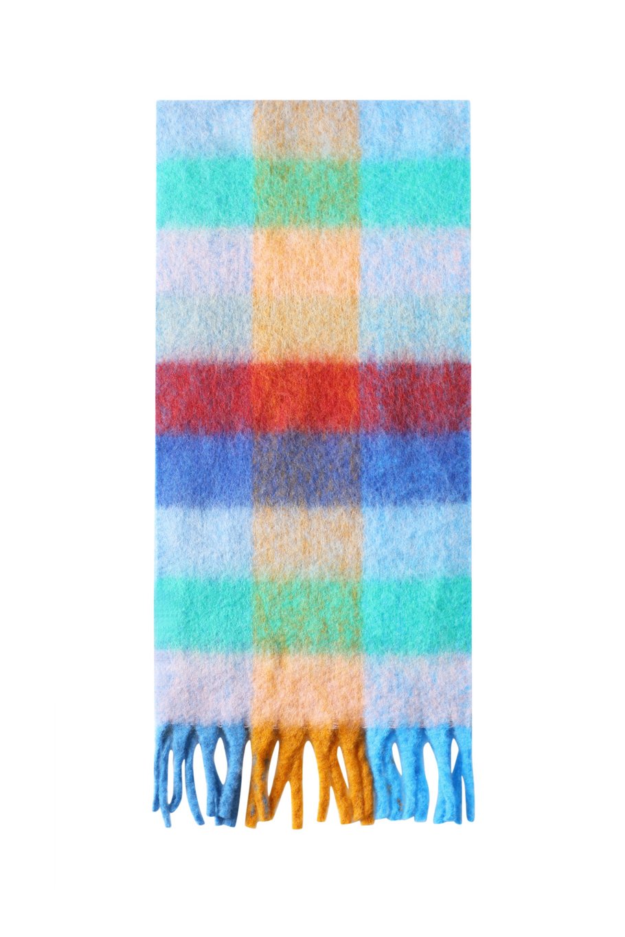 Kuscheliger Schal mit buntem Karomuster mit Fransen, 40x180cm