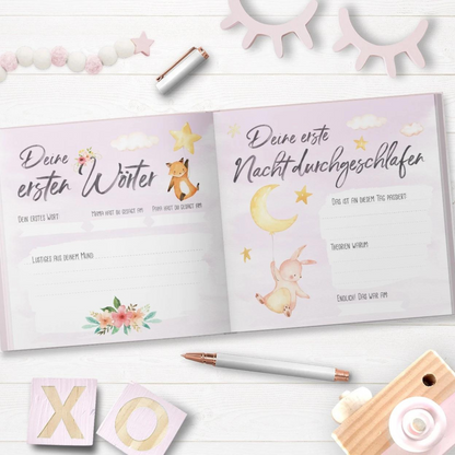 Rosa Babybuch "Hallo süßes Baby" - perfekt als Geschenkidee zur Geburt