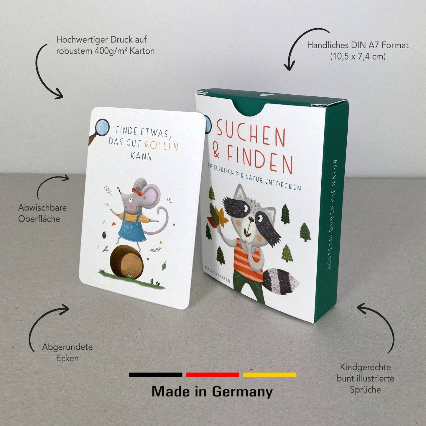 "Suchen & Finden" - Liebevoll illustrierte Karten für die Wald-Schatzsuche von Rüsselfuchs