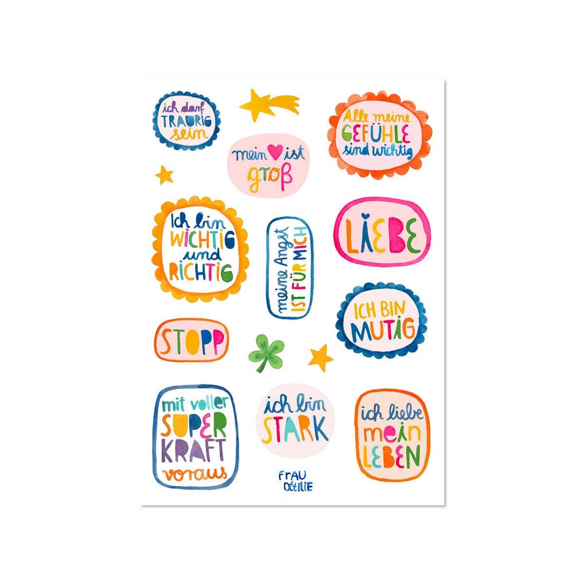 Spülmaschinenfeste Sticker mit Affirmationen von Frau Ottilie