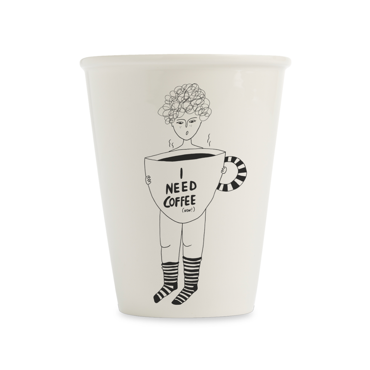 Tasse "I need Coffee" aus Porzellan von helen b.