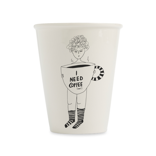 Tasse "I need Coffee" aus Porzellan von helen b.