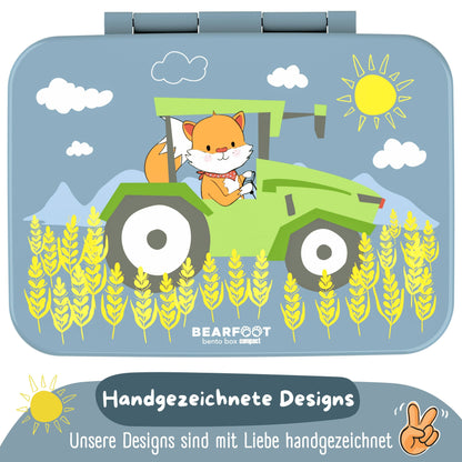 Brotdose mit "Traktor"-Motiv mit Fächern, leicht & auslaufsicher