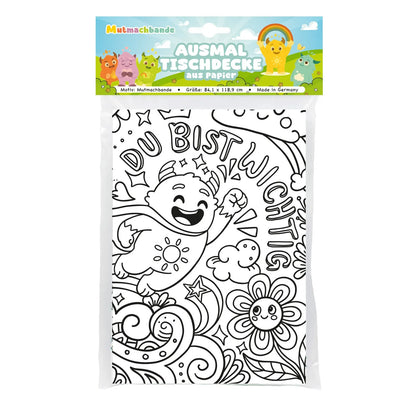 Ausmaltischdecke "Mutmachbande" aus Papier zum Ausmalen für Kinder