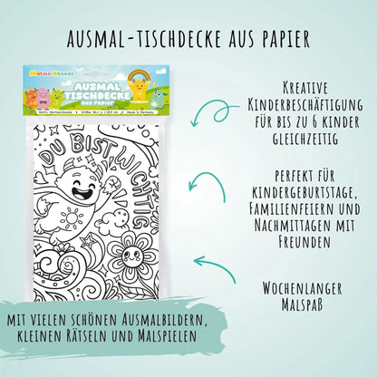 Ausmaltischdecke "Mutmachbande" aus Papier zum Ausmalen für Kinder