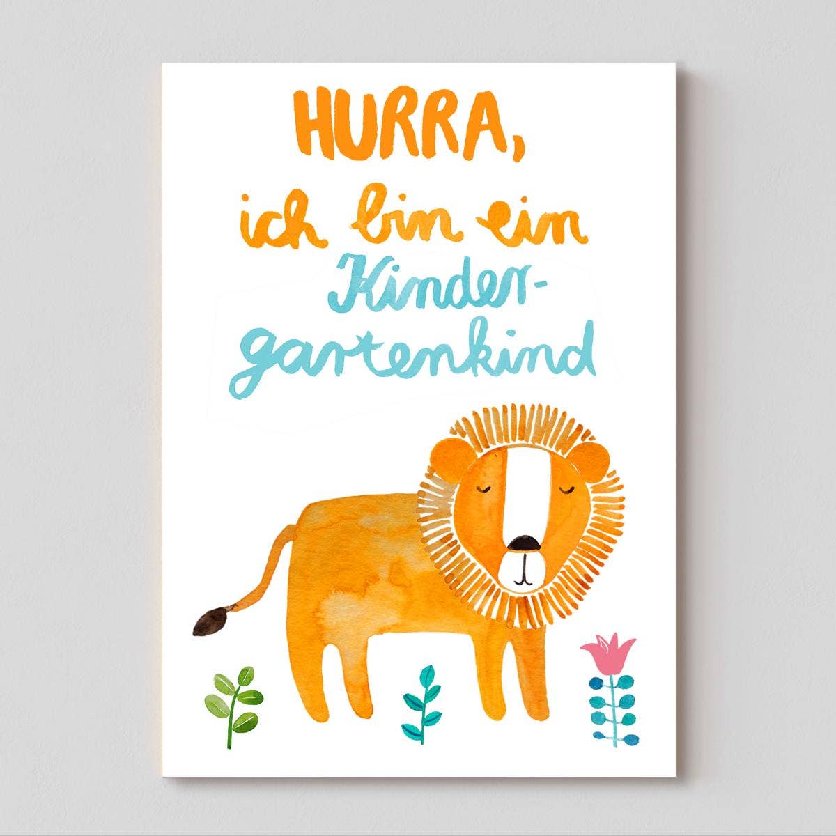 Postkarte "Kindergartenkind" mit Löwen-Motiv von Frau Ottilie
