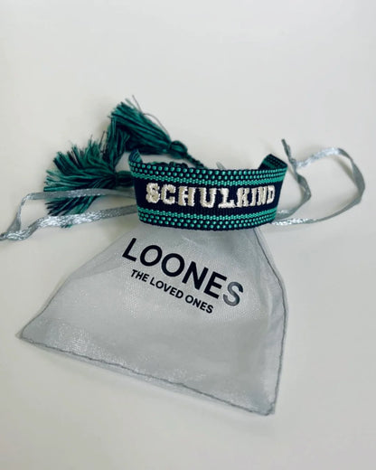 Gewebtes Schulkind-Armband in blau von Loones