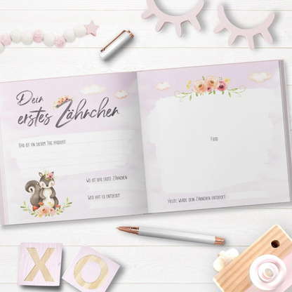 Rosa Babybuch "Hallo süßes Baby" - perfekt als Geschenkidee zur Geburt