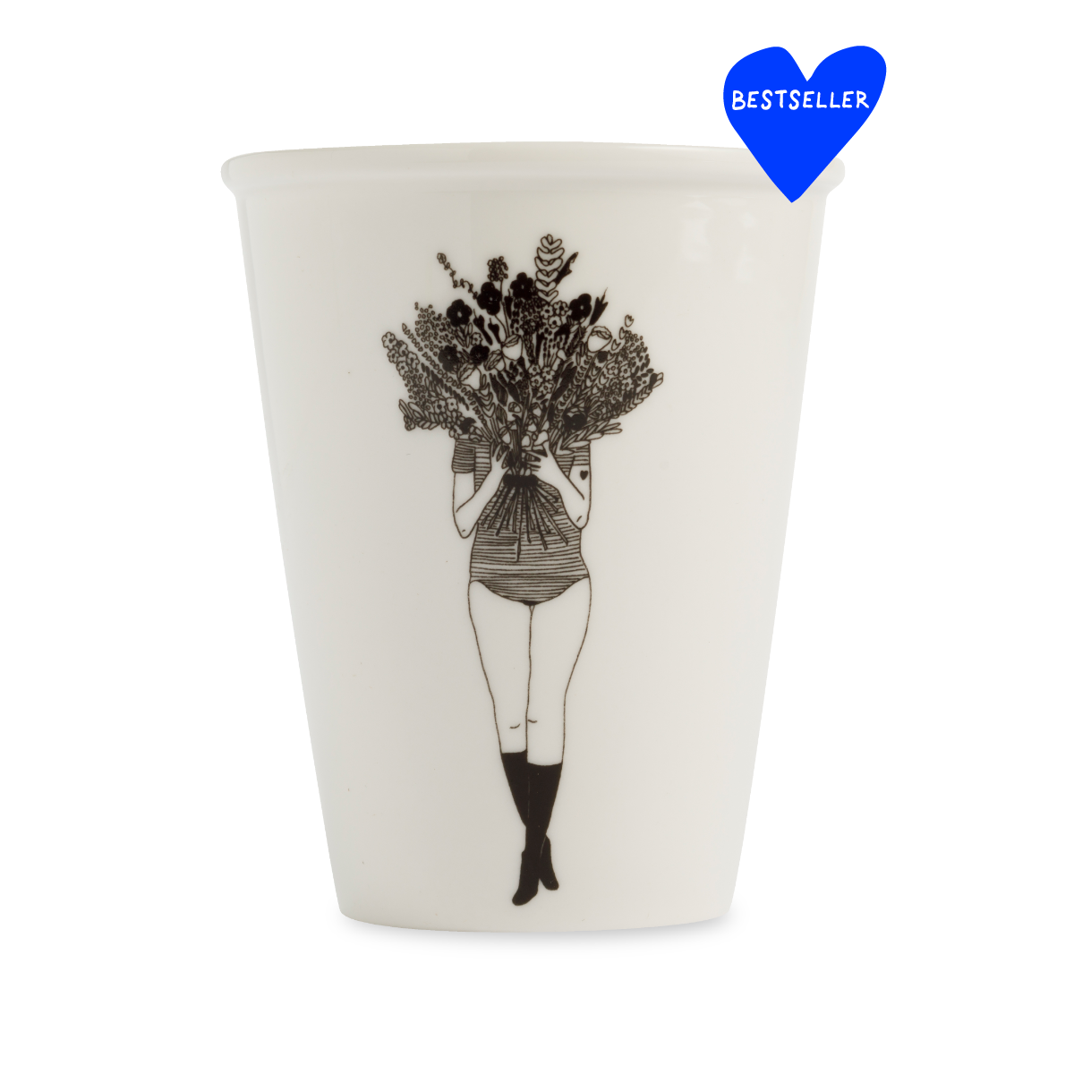 Tasse "Mädchen mit Blumenstrauß" aus Porzellan von Helen B.