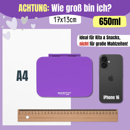 Lila Brotdose mit Fächern, leicht & auslaufsicher, 650ml