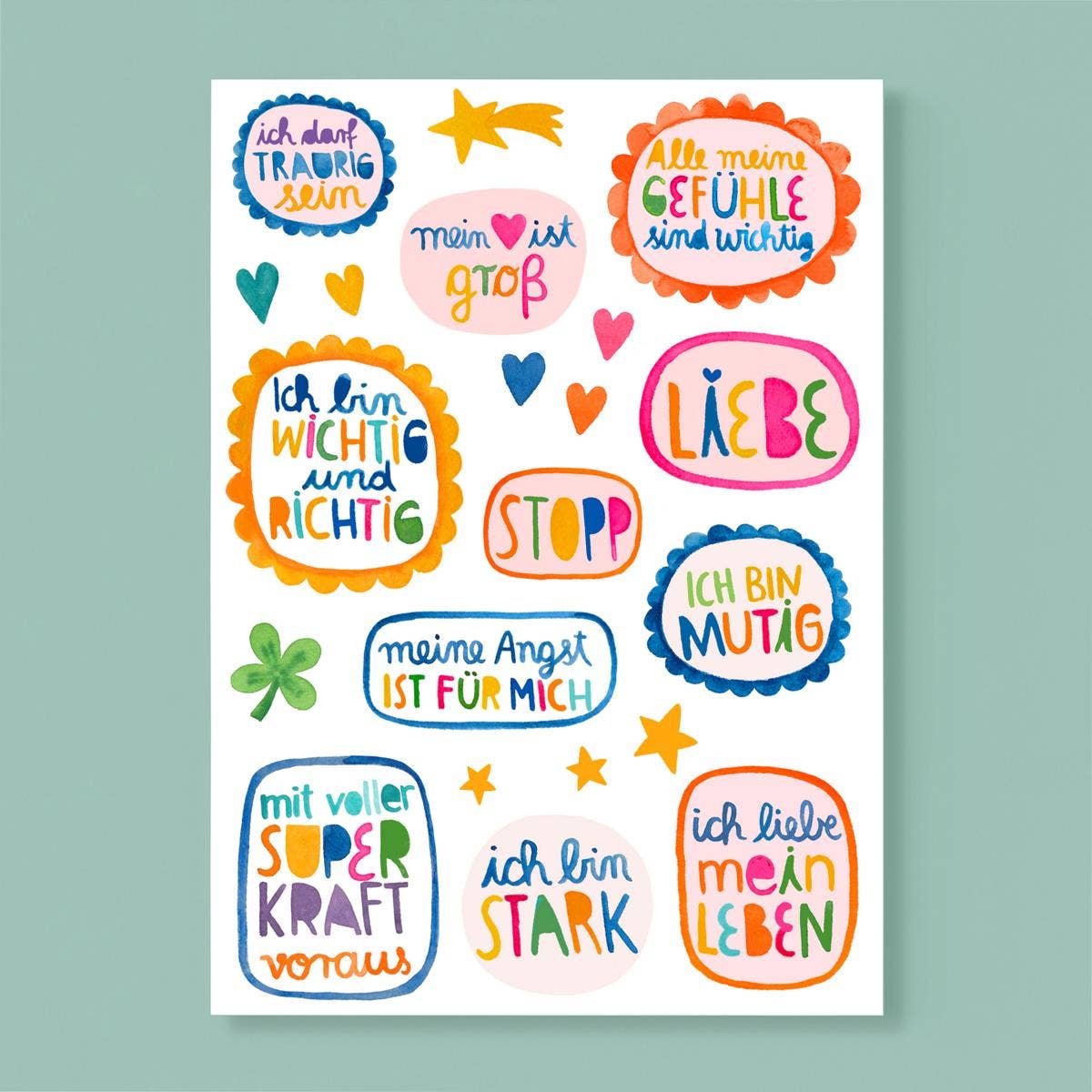 Postkarte mit positiven Affirmationen von Frau Ottilie