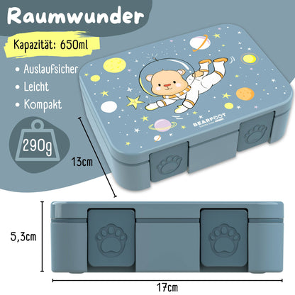 Brotdose mit "Astronaut"-Motiv mit Fächern, leicht & auslaufsicher