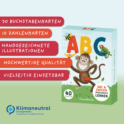 ABC-Kartenset mit 30 Buchstabenkarten und 10 Zahlenkarten von Rüsselfuchs