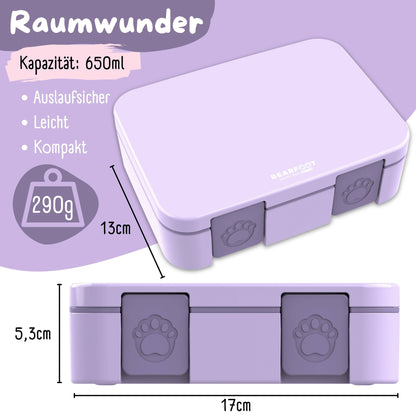Lila Brotdose mit Fächern, leicht & auslaufsicher