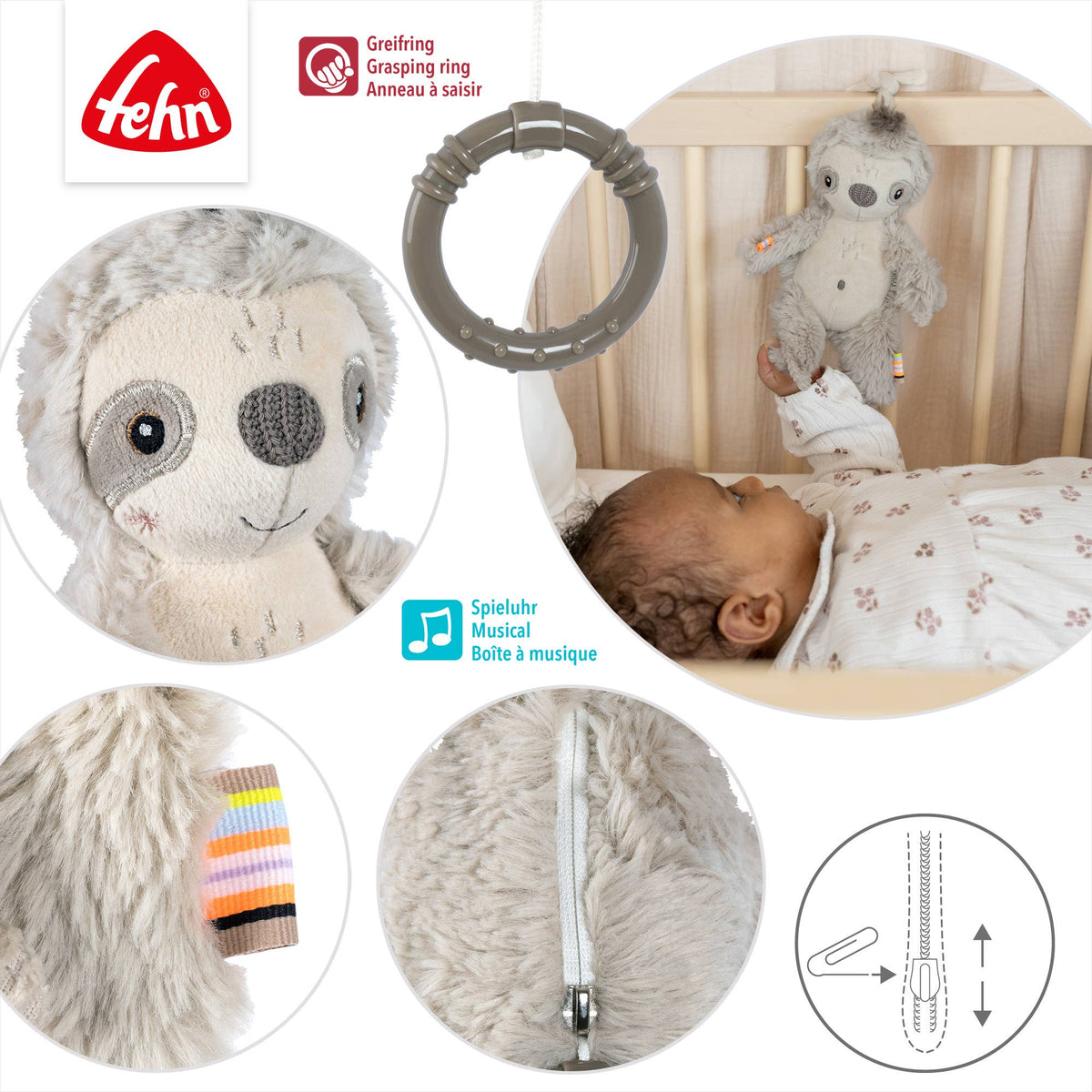 Mini-Spieluhr Faultier von Fehn