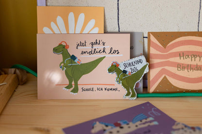 Dinosaurier-Glitzersticker "Schulkind 2026" von Liesels Wicht