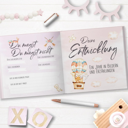 Rosa Babybuch "Hallo süßes Baby" - perfekt als Geschenkidee zur Geburt