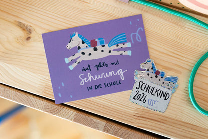 Pferde-Glitzersticker "Schulkind 2026" von Liesels Wicht