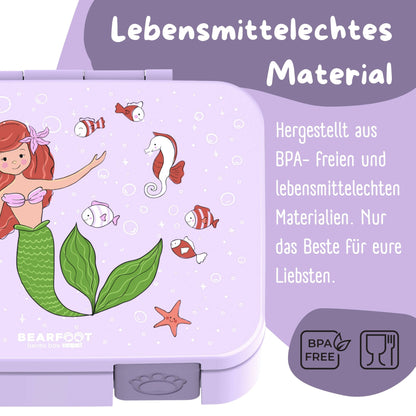 Brotdose mit "Meerjungfrau"-Motiv und Fächern, leicht & auslaufsicher, 650ml