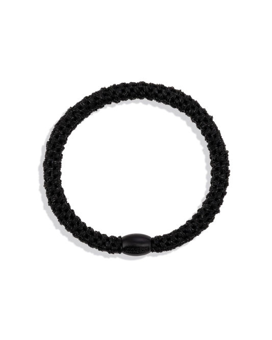 Kknekki Haargummi Black Glitter in schwarz mit Glitzer – geflochtenes Spiral-Haargummi für Kinder und Erwachsene