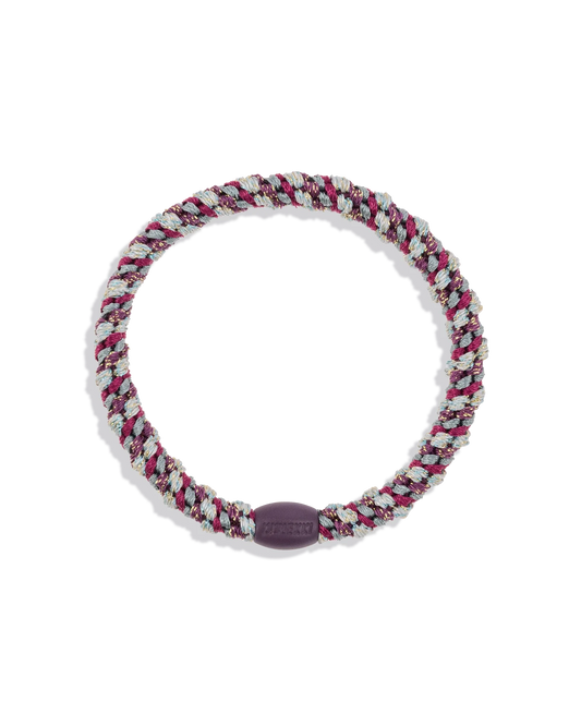 Kknekki Haargummi Mix Grape Aqua Glitter in lila/türkis mit Glitzer – geflochtenes Spiral-Haargummi für Kinder und Erwachsene