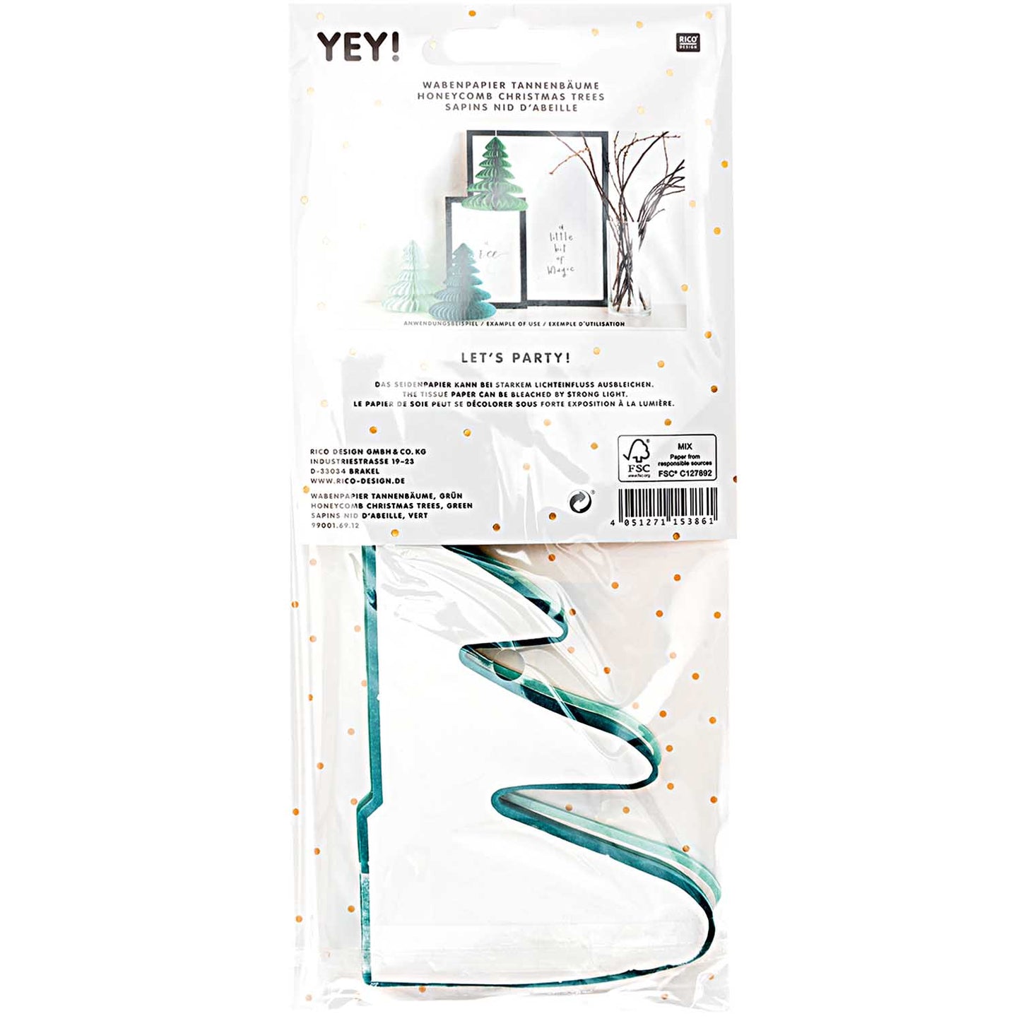 Wabenpapier Tannebäume als Dekoration für Weihnachten, 3er Set