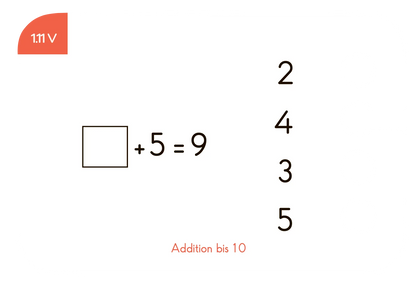 Kartensatz "Addition bis 20" für den Lochkasten (1. Klasse)