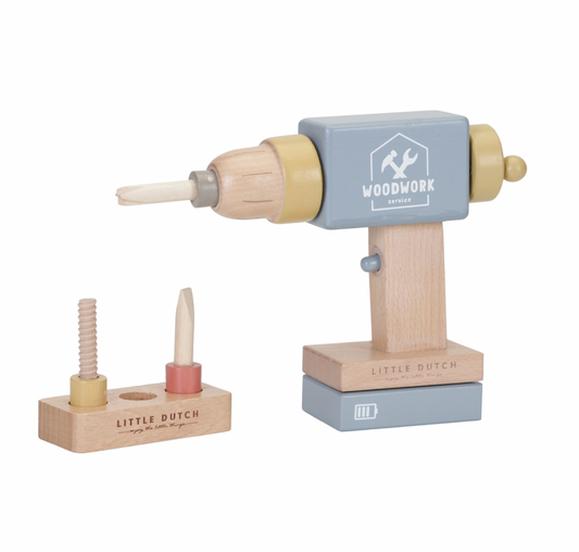 Bohrmaschine mit Zubehör aus Holz von Little Dutch