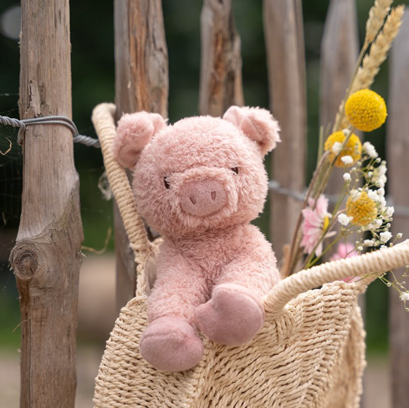 Rosa Schwein-Kuscheltier aus der "Little Farm" Kollektion von Little Dutch, 17cm