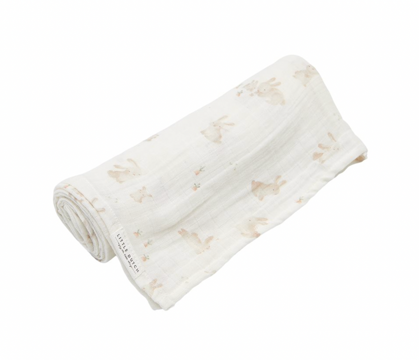 Beige Musselintücher mit Hasenmotiv von Little Dutch, 2er Set