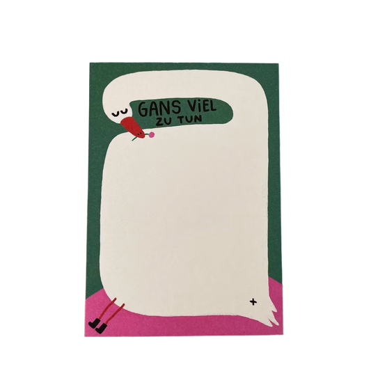 Notizblock "Gans viel zu tun" von Slinga Illustration
