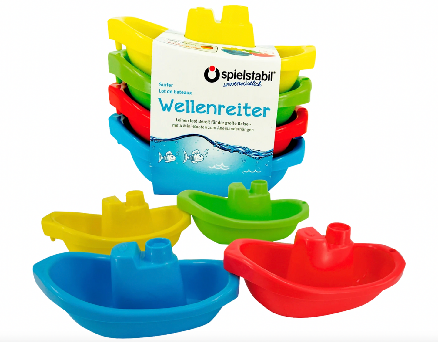Spielstabil "Wellenreiter" Set mit 4 bunten Booten, 4tlg