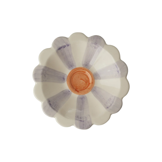 Kleine Keramikschale in Lila/Lavendel in Blütenform, handbemalt