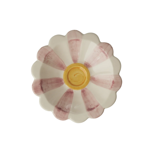 Kleine Keramikschale in rosa in Blütenform, handbemalt