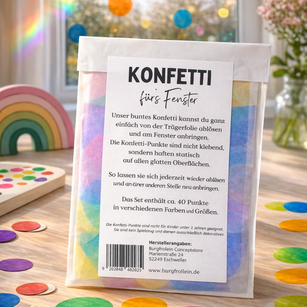 Vorbestellung: Wiederverwendbares Konfetti für das Fenster (ca. 40 Stück)