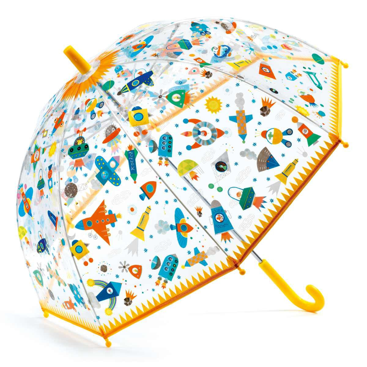 Durchsichtiger Regenschirm mit Weltall-Motiv für Kinder