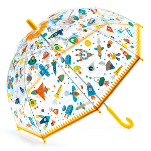 Durchsichtiger Regenschirm mit Weltall-Motiv für Kinder