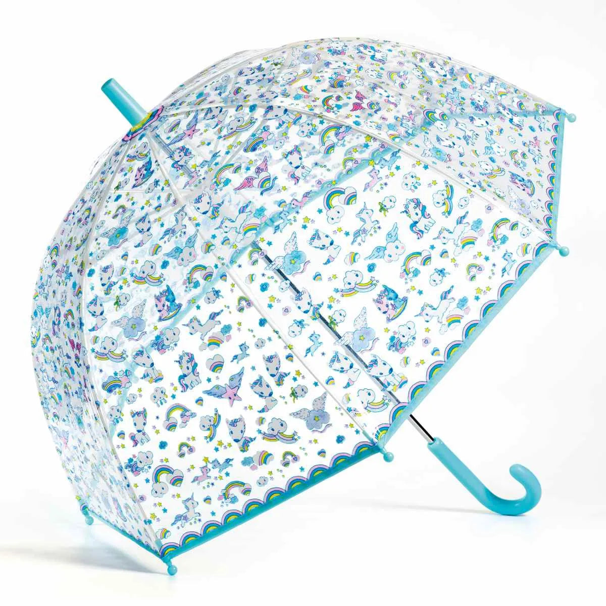 Transparent umbrella with unicorn design for children
