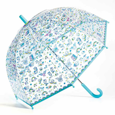 Durchsichtiger Regenschirm mit Einhorn-Motiv für Kinder