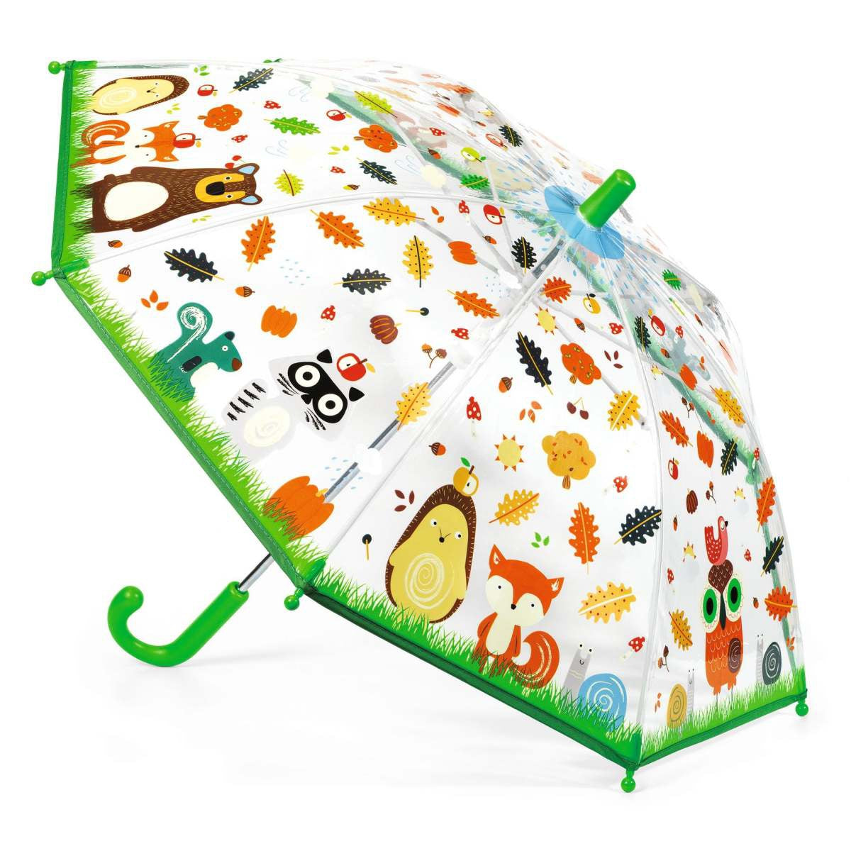 Durchsichtiger Regenschirm mit Tieren des Waldes für Kinder