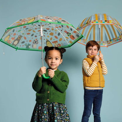 Durchsichtiger Regenschirm mit Tieren des Waldes für Kinder