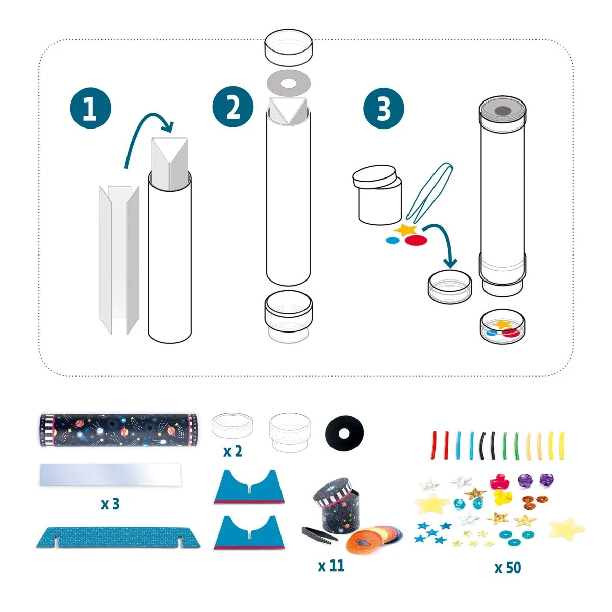 DIY craft kit "Kaleidoskop Space" by Djeco for children aged 7 and up
