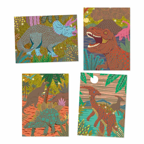 Dinosaurier Kratzbilder - kreative Geschenkidee für Kinder ab 6 Jahren