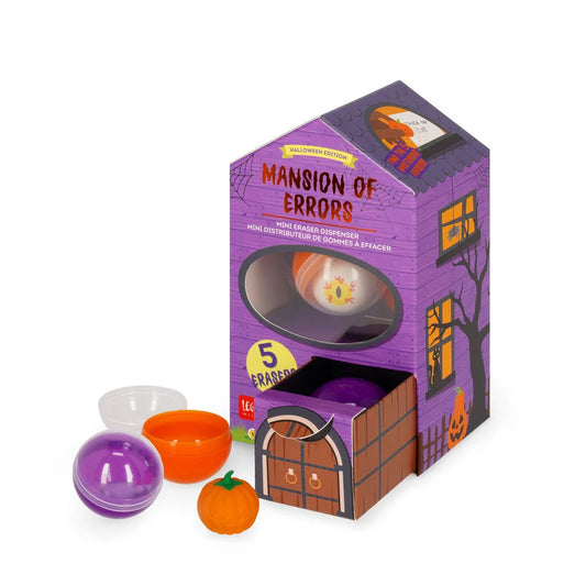 Mini-Radiergummispender "Mansion of Errors" von Legami, enthält 5 Radiergummis