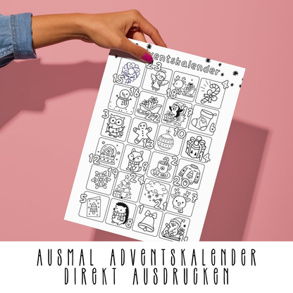 DIGITALE DATEI: Ausmal-Adventskalender für Kinder zum Ausdrucken